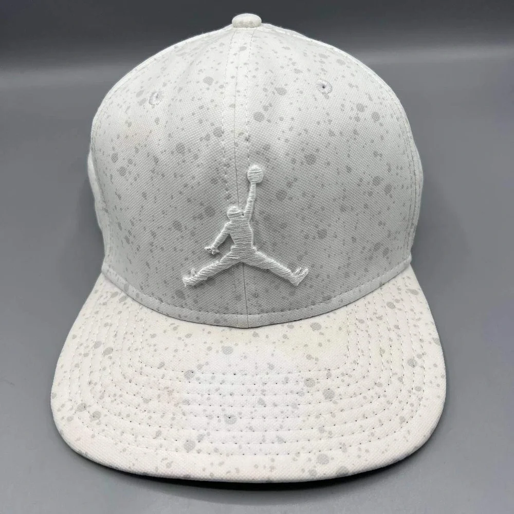 Air‎ Jordan Hat Men White Speckled Print Embroidered Logo Jumpman Snap Back Cap